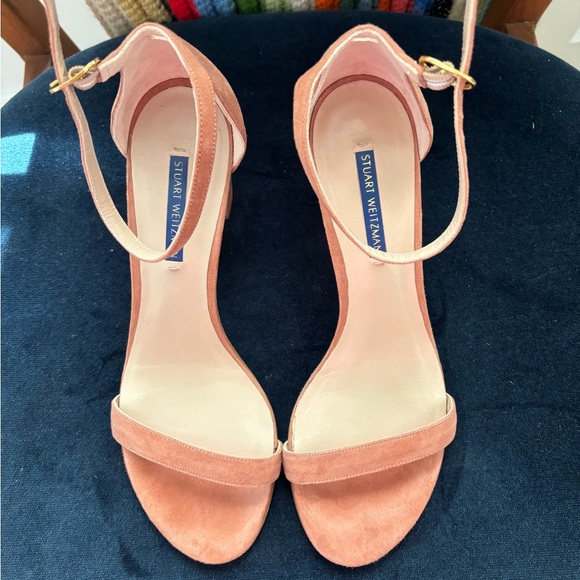 Stuart Weitzman rose pink suede strappy high heels size 9 US - Picture 4 of 6